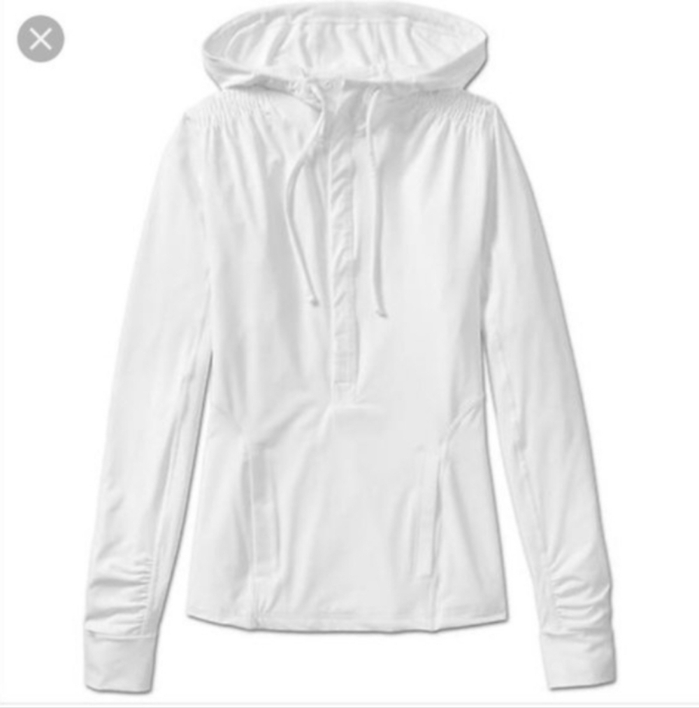 ATHLETA White Solana UPF Sun Hoodie Long Sleeve Activewear Size Medium Quick Dry